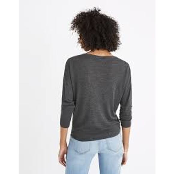 Madewell 2XL Heather Gray Modern Tie Front Sweater Lightweight Pullover Scoop - Picture 11 of 11
